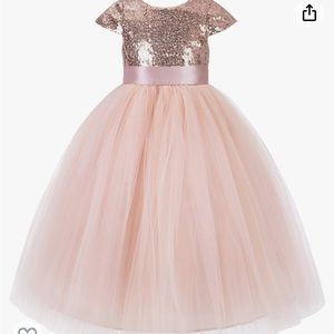 Girls Blush Sequin Dress